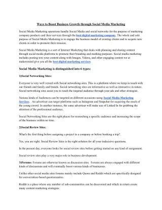 Ways to Boost Business Growth through Social Media Marketing