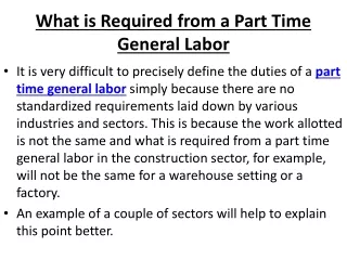 part time general labor