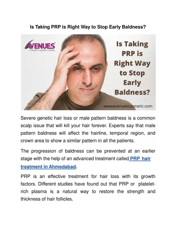 is taking prp is right way to stop early baldness