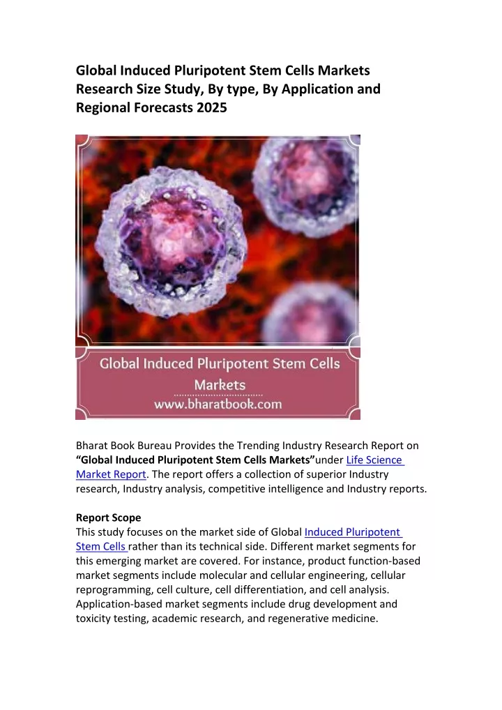 global induced pluripotent stem cells markets