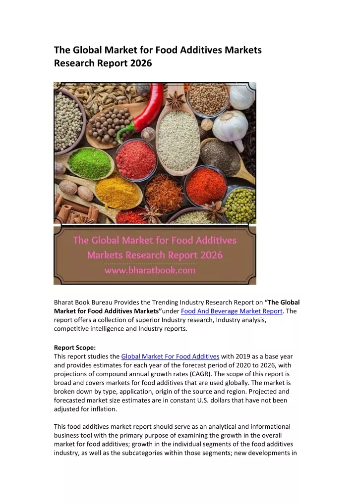 the global market for food additives markets