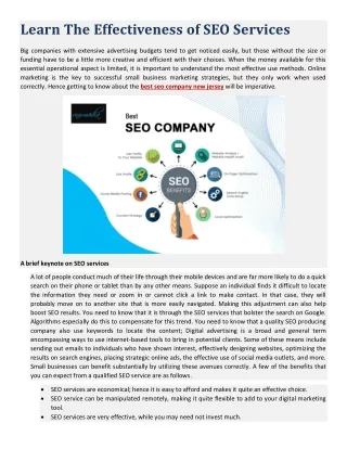 learn the effectiveness of seo services