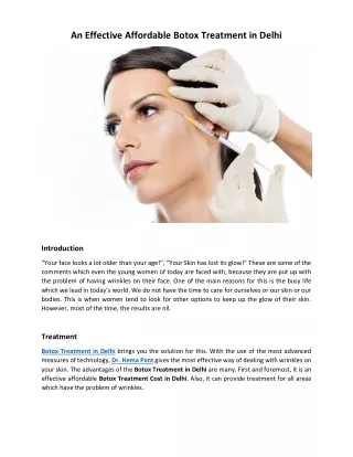 An Effective Affordable Botox Treatment in Delhi