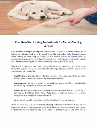 Four Benefits of Hiring Professionals for Carpet Cleaning Service1