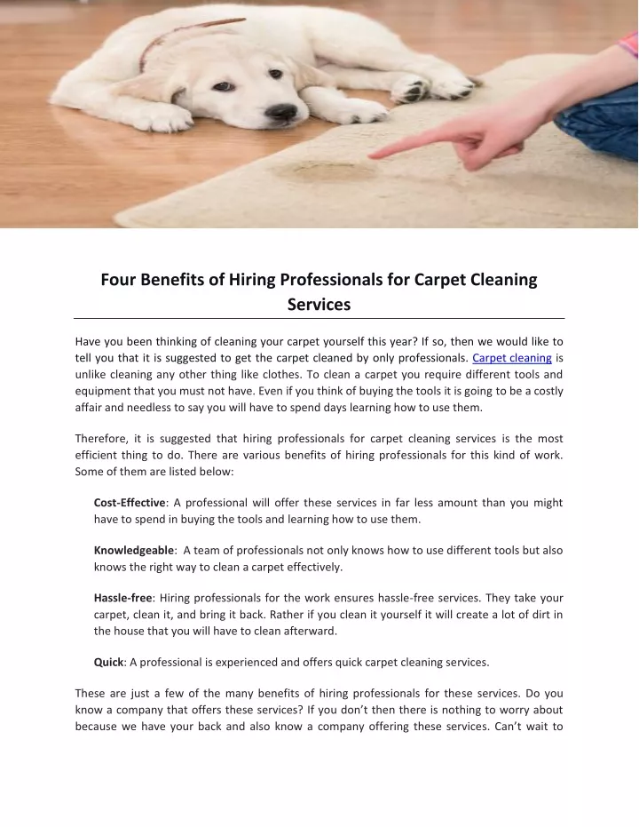 four benefits of hiring professionals for carpet