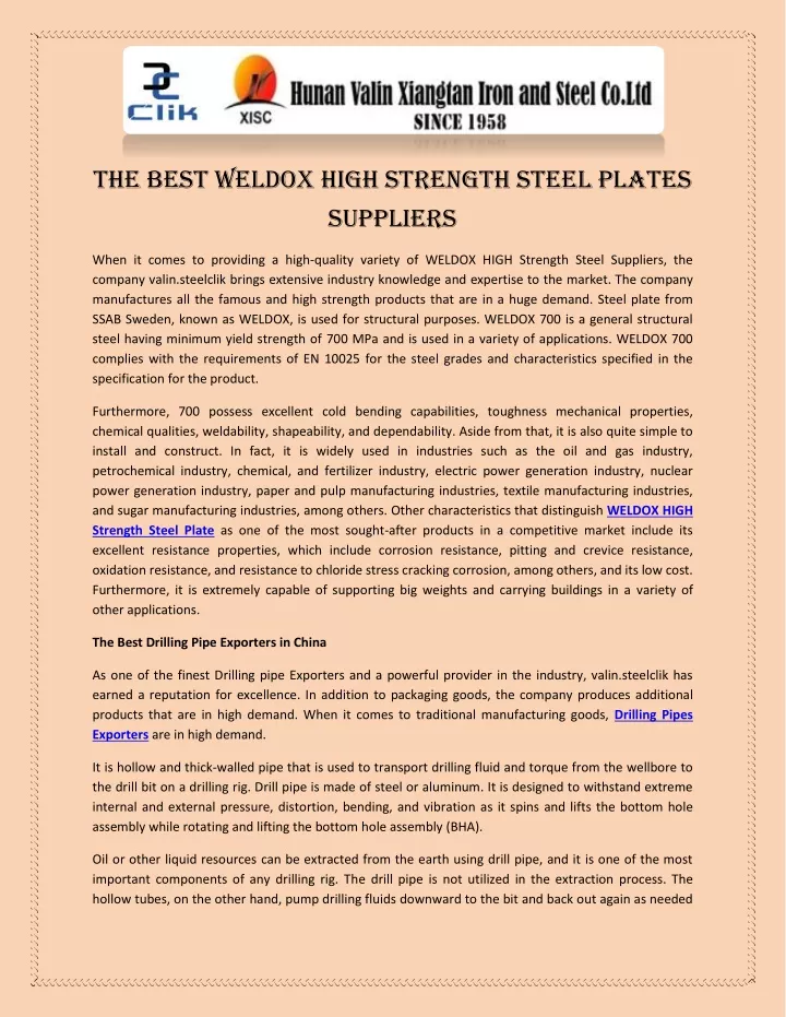 the best weldox high strength steel plates