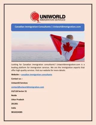 Canadian Immigration Consultants | Uniworldimmigration.com