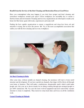 Benefit from the Services of the Best Cleaning and Restoration Firm at Good Prices