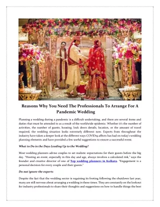 Reasons Why You Need The Professionals To Arrange For A Pandemic Wedding
