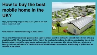 Purchase A Mobile Home In The United Kingdom