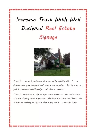 Increase Trust With Well Designed Real Estate Signage