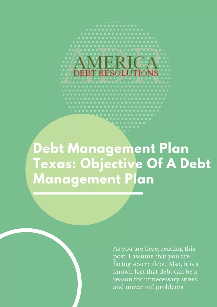 debt management plan texas objective of a debt