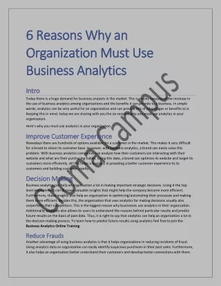 6 reasons why an 6 reasons why an organization