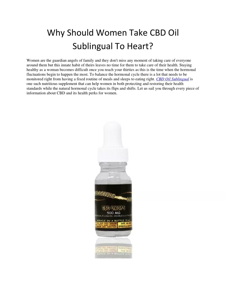 why should women take cbd oil sublingual to heart