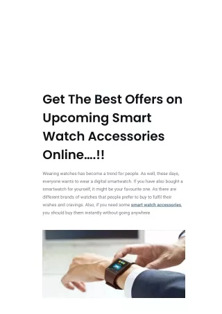 Get The Best Offers on Upcoming Smart Watch Accessories Online