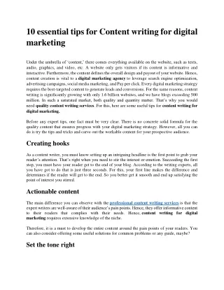 10 essential tips for content writing for digital