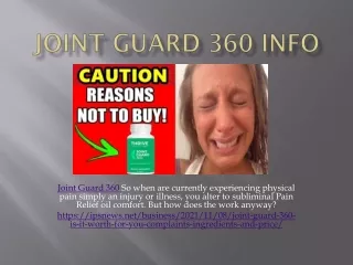 joint guard 360 so when are currently