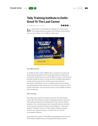 Tally Training Institute in Delhi- Good To The Last Career