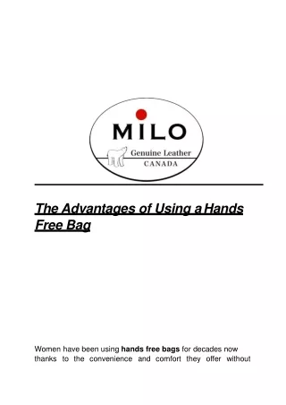 the advantages of using a hands free bag