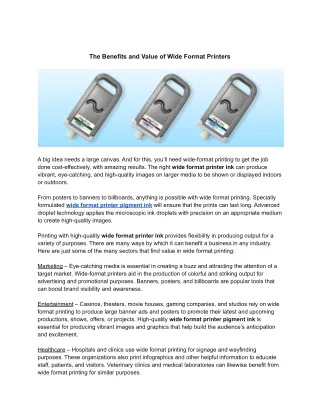 the benefits and value of wide format printers