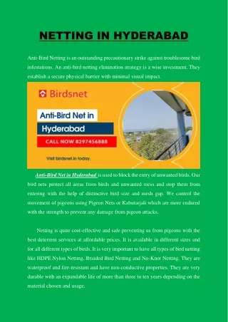 netting in hyderabad