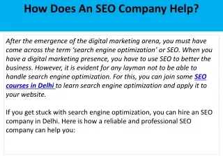 how does an seo company help