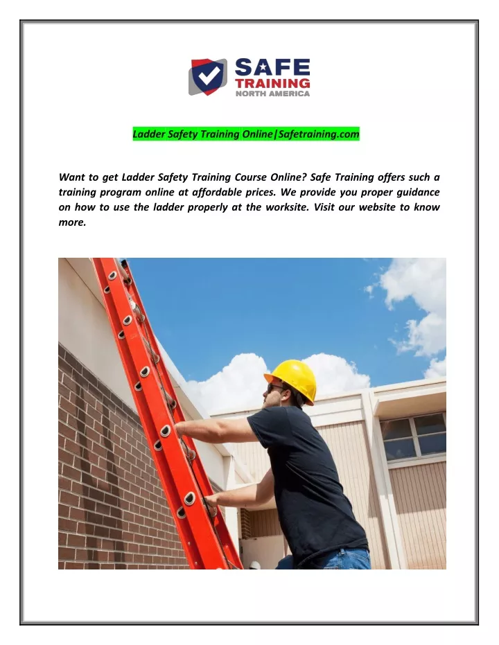 ladder safety training online safetraining com