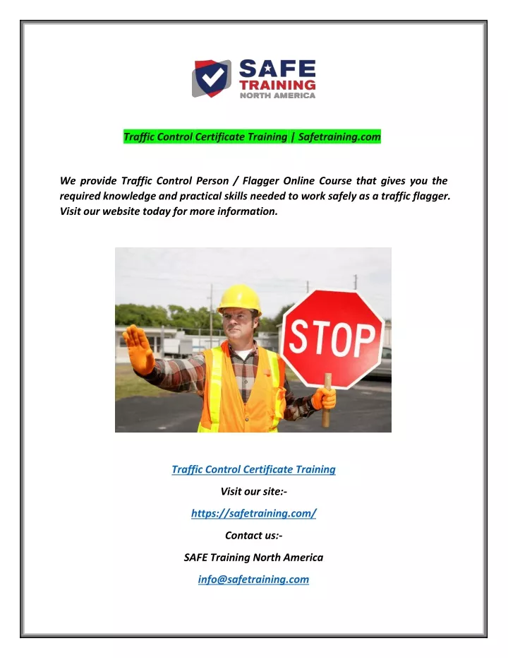 traffic control certificate training safetraining