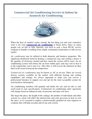 commercial air conditioning service in sydney