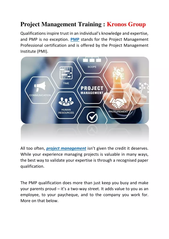 project management training kronos group
