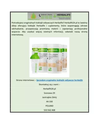 Oryginalne Koktajle Herbalife Nutrition  Herbalfit24.pl