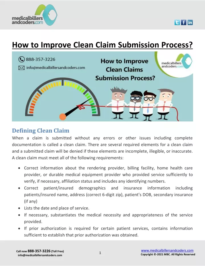 how to improve clean claim submission process