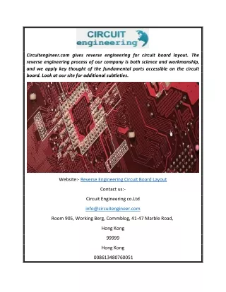 Reverse Engineering Circuit Board Layout  Circuitengineer.com