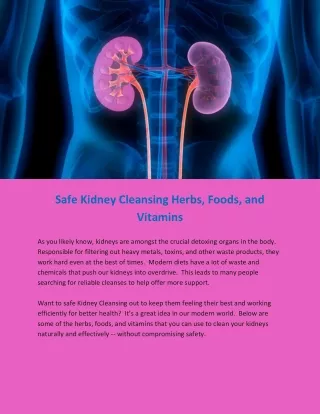 Safe Kidney Cleansing Herbs, Foods, and Vitamins