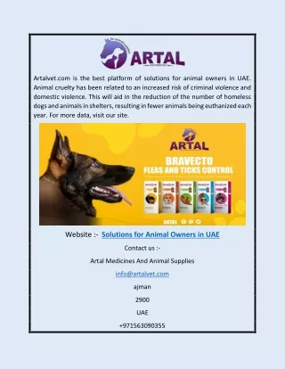 Solutions for Animal Owners in Uae | Artalvet.com
