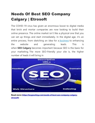 needs of best seo company calgary etrosoft