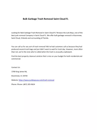 bulk garbage trash removal saint cloud fl