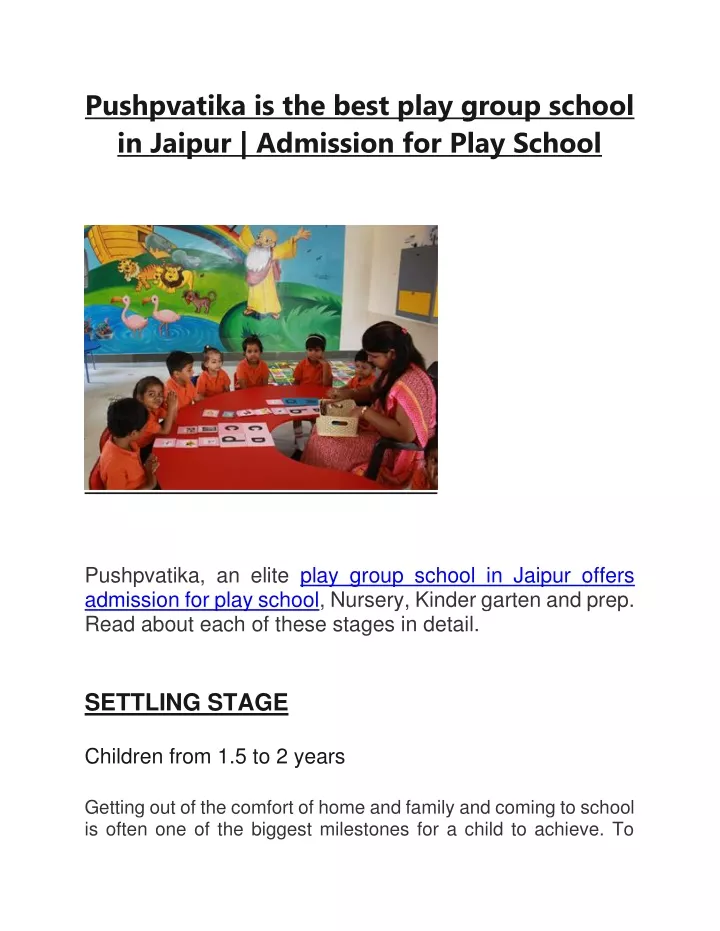 pushpvatika is the best play group school