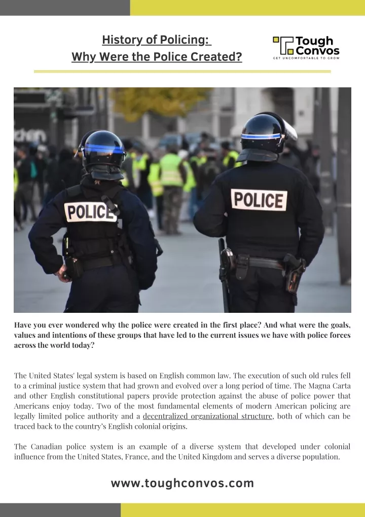 history of policing why were the police created