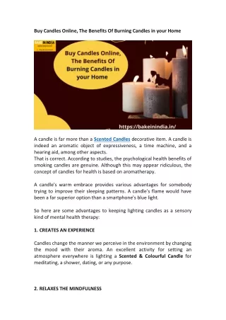 Buy Candles Online, The Benefits Of Burning Candles in your Home