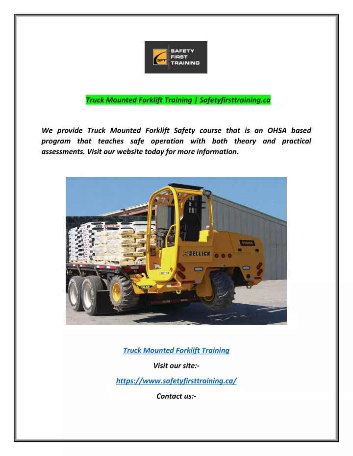 truck mounted forklift training