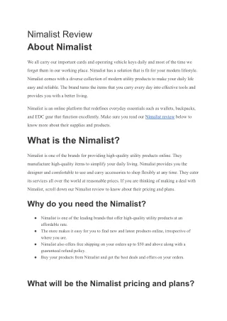 nimalist review about nimalist