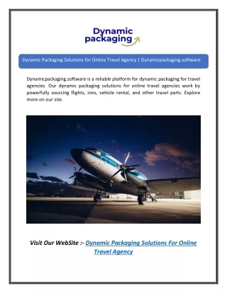 Dynamic Packaging Solutions for Online Travel Agency | Dynamicpackaging.software