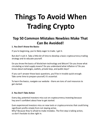 Things To Avoid When Trading Crypto