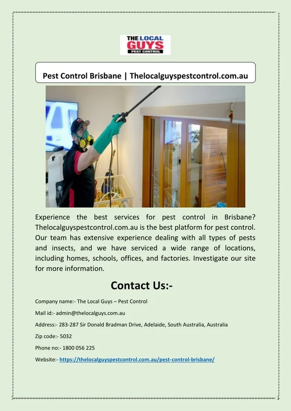 Pest Control Brisbane | Thelocalguyspestcontrol.com.au