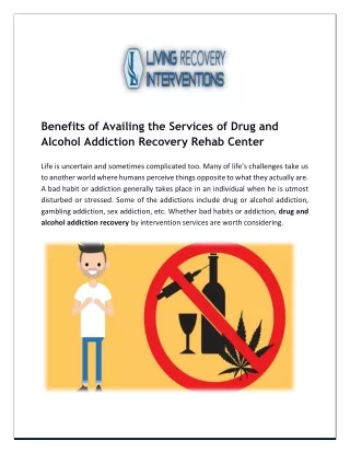 Benefits of Drug and Alcohol Addiction Recovery Rehab Center