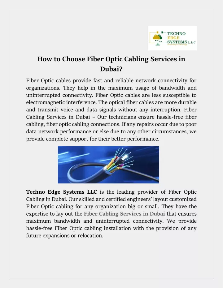 how to choose fiber optic cabling services