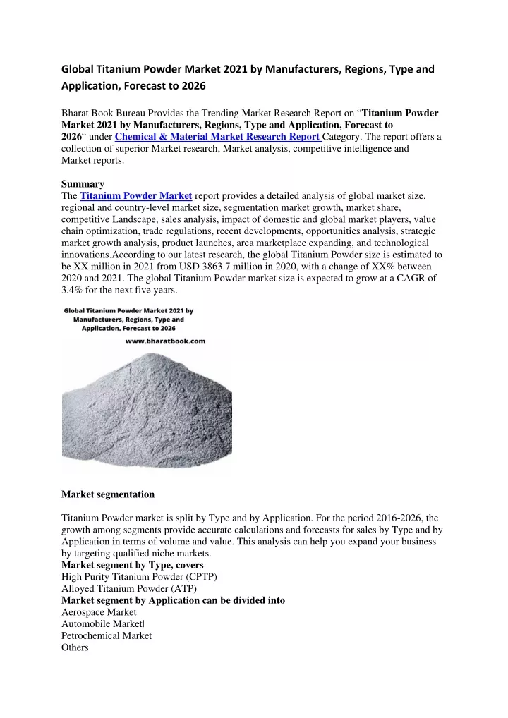 global titanium powder market 2021