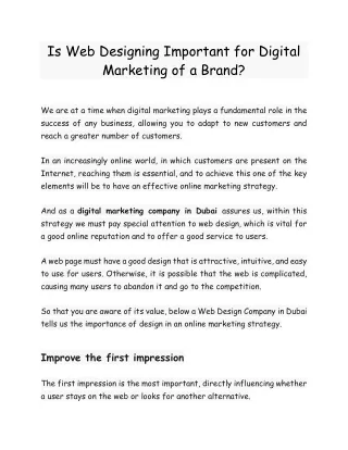 Is Web Designing Important for Digital Marketing of a Brand - Createdxb