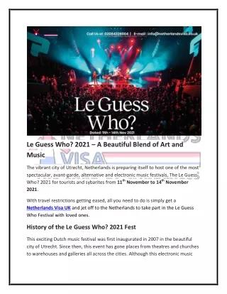 Le Guess Who 2021 - A beautiful blend of art and music